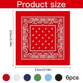 OFKP Sports Square Bandana, 6 Packs Head Scarf, Hair Neckerchief, Cycling Cowboy Scarf, Paisley Bandana, Unisex