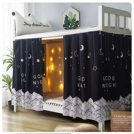 SIQITECHUK Bunk Bed Curtains Mid Sleeper Single Bed Tent Dormitory Bottom Canopy Privacy Shading Curtains Dustproof Blackout Bedding for Kids Room Student Dormitory Loft Bed (Black)