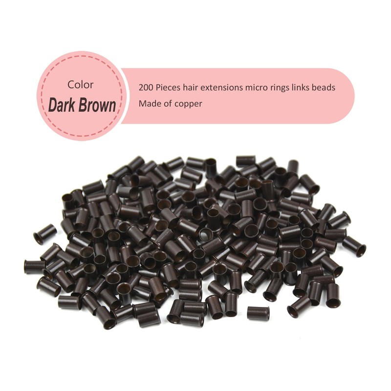 200 Pcs 3.4 mm Micro Links Beads Copper Tubes Hair