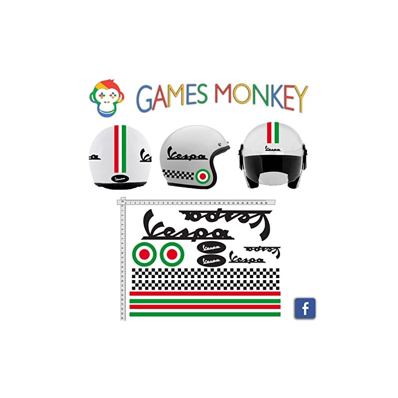 GamesMonkey Black Stripes Italia Helmet Sticker Set Vinyl Glossy