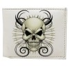Honeywingz White Skulls Head White Leather Bi-Fold Bifold Wallet