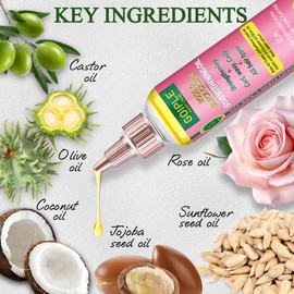 Rose & Castor Hair Oil for Hair Growth Strengthening Hair Serum - Black Castor Oil for Thin, Dry, Damaged, Curly, Wavy, Coily, Frizzy & Beard, Hairfall Hair - Pure Organic Serum Scalp Treatment