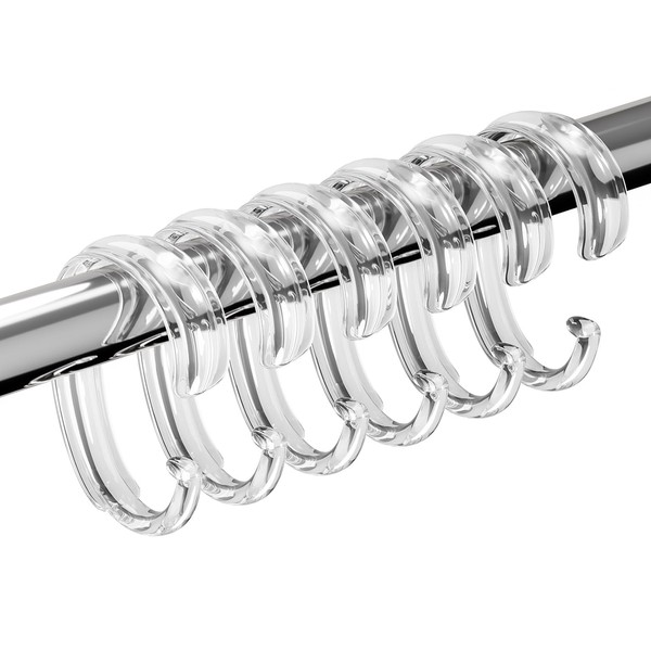 Resze C-Shape Clear Shower Curtain Hooks for Shower Curtain, 12PCS