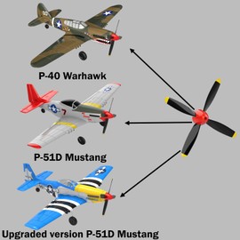 LEAMBE 3 Sets of 4-Blade Propeller Spare Remote Control Airplane Propellers Compatible with P40 Warhawk & P51 Mustang RC Plane Nose Cone RED