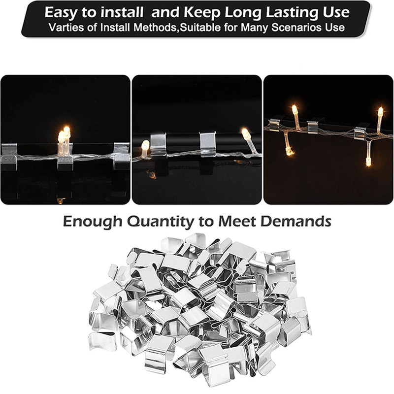 50Pcs Metal Christmas Lights Gutter Hooks Stainless Steel Christmas Lights