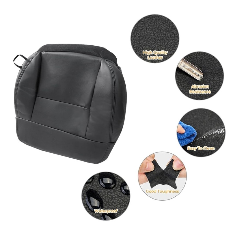 FZJDSD Black Leather Driver Side Bottom Replacement Seat Cover and