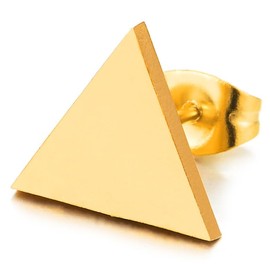 12MM Flat Triangle Stud Earrings, Stainless Steel Gold Color, Unisex for Men and Women, 2pcs