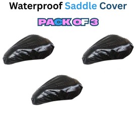 Three Icons Waterproof Bicycle Seat Cover, 3-Pack, Black, Elastic Rain and Dust Protection for Bike Saddle