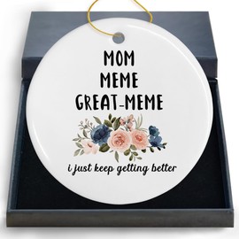 DIENADFX Great Meme Grandma Ceramic Christmas Ornaments, Best Great Meme, GG Baby Announcement Christmas Tree Decorations Ornaments, GG Pregnancy Announcement Gifts Hanging Decor