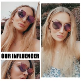 DUCO Oversized Polarized Cat Eye Sunglasses designed for Women Vintage Shades UV Protection DC1222 (DC1222-Transparent Brown Frame Brown)