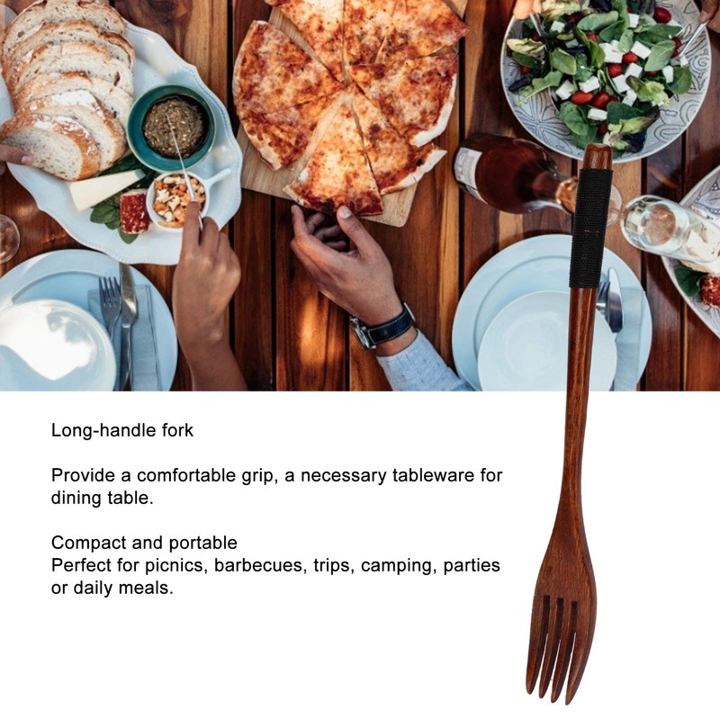 Haowecib Wooden Forks, Set of 1, 22.5cm, Natural Wood