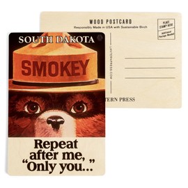 South Dakota, Smokey Bear, Repeat After Me, Only You, Vintage Poster (4x6 Birch Wood Postcards, 2-Pack Stationary, Rustic Home Wall Decor)