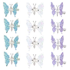 12Pcs Butterfly Hair Clips Set Glitter Butterfly Clips Cute Colorful Hair Barrettes Aesthetic Hair Clips Shiny Hair Accessories for Women Cute Headwear Gifts for Party Decor