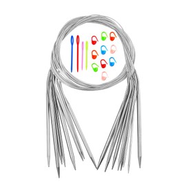 Circular Knitting Needle 9-Piece Set 80cm 9 Sizes Stainless Steel Knitting Needles Hand Knitting Needles Needle Set Circular Knitting Needle Set Craft Tools Hand Knitting Tools (2mm - 6mm)