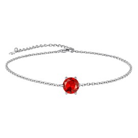 Suplight Women Anklet Crystal Red Ruby July Birthstone Anklets 925 Sterling Silver Anklet Bracelets for Women