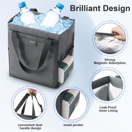 MEIDI Car Trash Can,Waterproof Garbage Can,Magnetic Multipurpose Trash Bin for Car - Gray (2 Gallons-Gray)