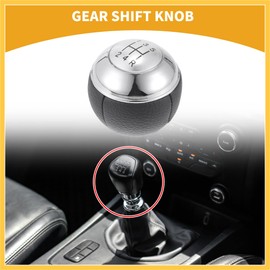 REPAIROCK 5 Speed Manual Gear Shifter Knob - Car Shift Lever Knob - for Mini Cooper R50 R53 2000-2006 Plastic Faux Leather Black White - 1 Pc Durable Material Auto Replacement Parts