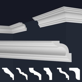 MARBET DESIGN Stucco Moulding Moulding XPS Polystyrene White - Ceiling Moulding Strip E-14 (2 Metres / 1 Strip E-14)