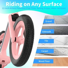 BELEEV Balance Bike with LED Light-up Frame & Wheels, Adjustable Seat, 12-inch Flat-Free Tires, Lightweight No Pedal Beginner Training Kids Bicycle:_Blue