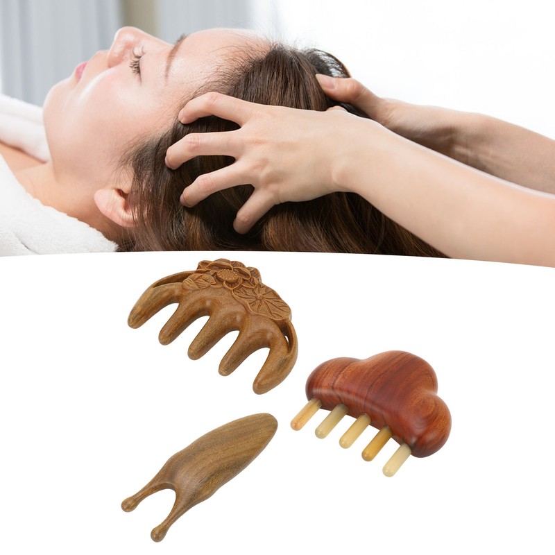 Sandalwood Meridian Comb Nose Massager Rosewood Scalp Massage Comb Set