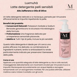 Luxmuhà Saffron and Oat Facial Cleansing Milk - Mild, Moisturizing, Antioxidant - Suitable for All Skin Types - 200ml