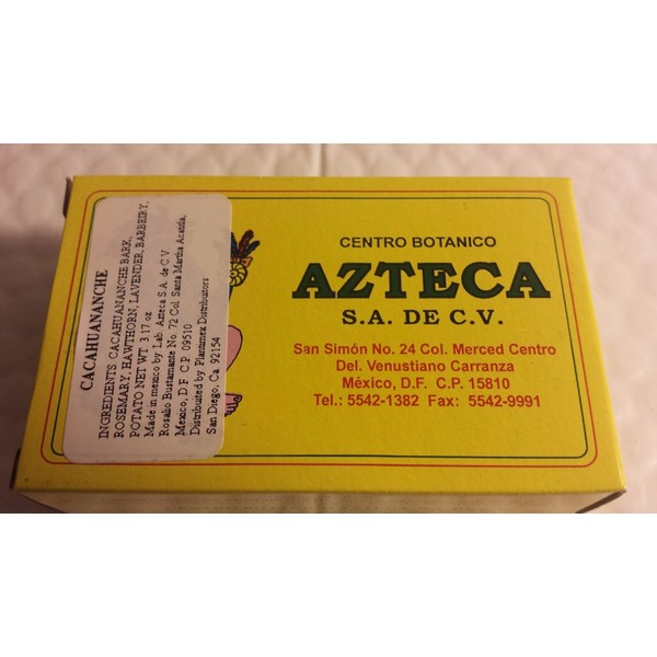 AZTECA CACAHUANANCHE SOAP NET WT 3.17 OZ WITH ROSEMARY AZTECA JABON NEW FRESH BARS