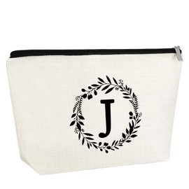 Letter Combination Cosmetic Bag Initial Letter Makeup Bag for Women Holiday Graduation Gift for Her Friends Birthday Wedding Gift for Bridesmaid Monogrammed Travel Pouch Nurse Week Gift(Letter J)