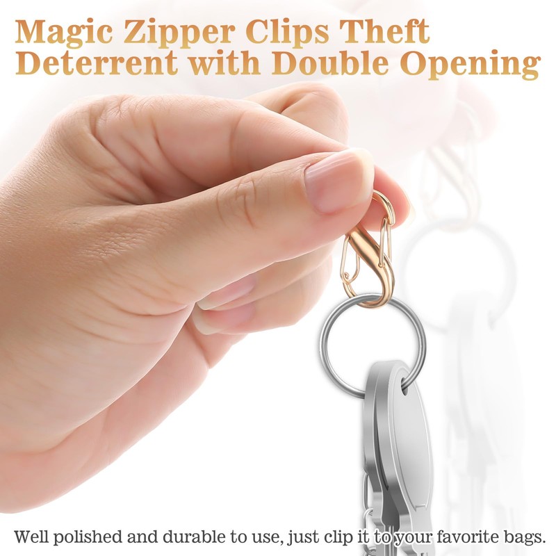 COMNICO Zipper Lock Clips, 9 PCS Alloy Double Opening Theft