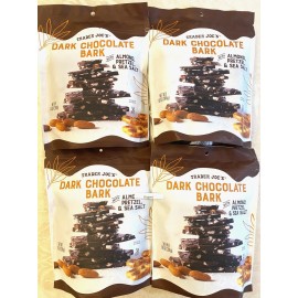 Trader Joe's 4 Trader Joe's Dark Chocolate Bark with ALMOND PRETZEL & SEA SALT 10 OZ EACH BAG