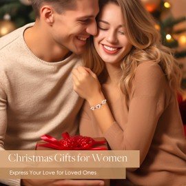 CDE Forever Love Heart Charm Link Bracelet for Women, 925 Sterling Silver Birthstone Bracelet Mother's Day Gift Anniversary Christmas Birthday Jewelry Gifts for Women Wife Her Girlfriend