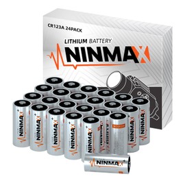 NINMAX® CR123A 3V Lithium Battery 24 Pack, No.1 1700mAh 3 Volt High Power 123A Lithium Batteries for High-Intensity Flashlights, Home Safety and Security, and More