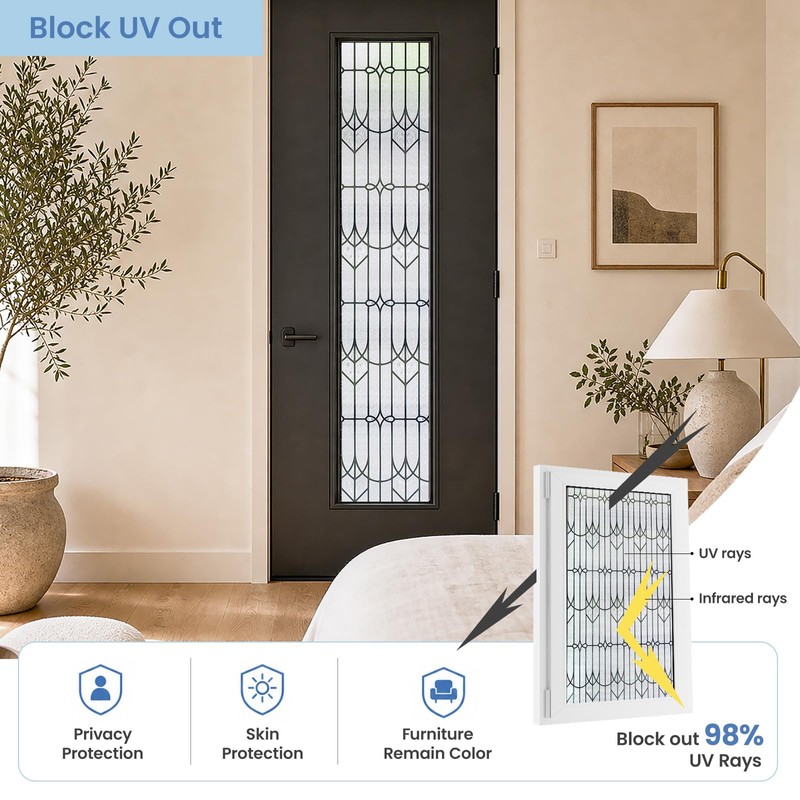 Window Privacy Film, 3D Stained Glass Window Film, 23.6x35.4in