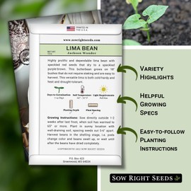 Sow Right Seeds - Jackson Wonder Lima Bean Seeds for Planting - Speckled Butterbean - Protein Packed Bush Bean Variety - Non-GMO Heirloom Packet with Instructions to Plant a Home Vegetable Garden (2)