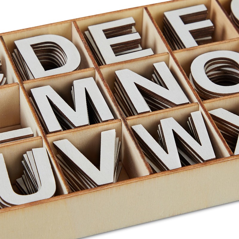 Relaxdays Wooden Letters Set, 324 Pieces, Capital Letters A-Z, and
