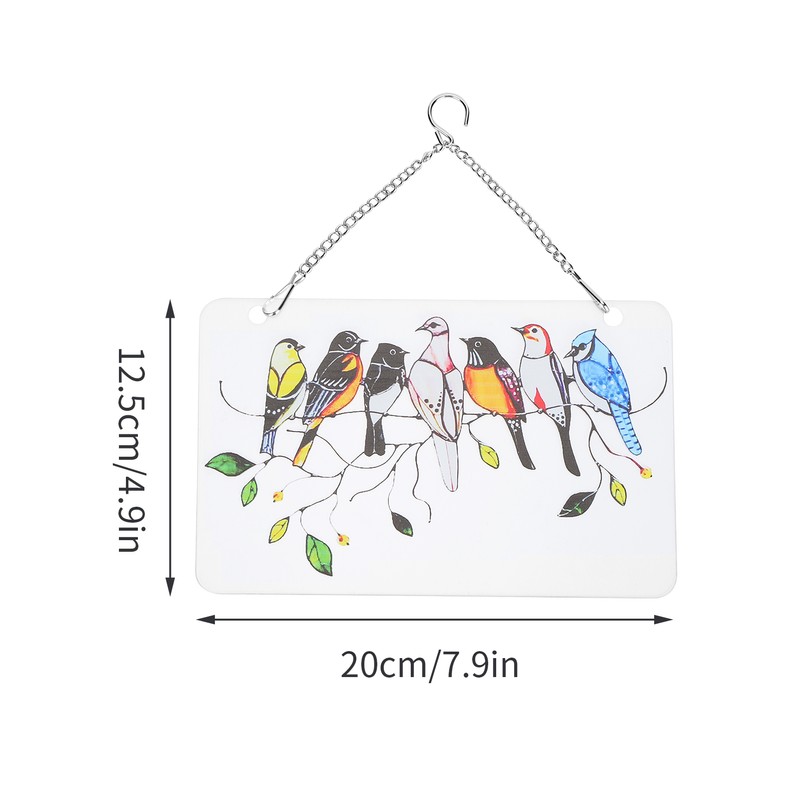 Birds On A Wire Ornament Glass Window Panel Suncatcher Hangings