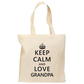 TOOLOUD Keep Calm and Love Grandpa Grocery Tote Bag - Natural