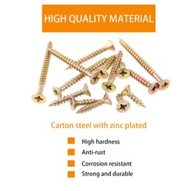 TAIANJI M4 Screws Wood Screws Flat Head Screws Set Phillips Self Tapping Carbon Steel Screws for Repairs DIY Project (Pack of 180)
