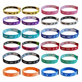 Qoncosy 24 Pack WWJD Bracelets Bulk, What Would Jesus Do Bracelets with Woven Design, Adjustable Christian Bracelets for Men Women Teenager, Inspirational Religious Gifts Set