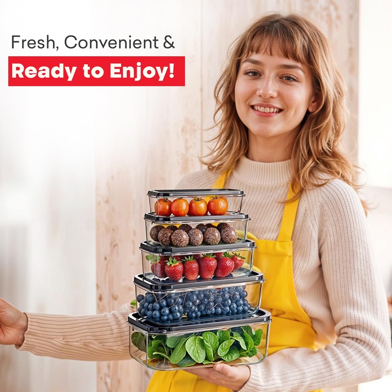 My Happy Home 5 Piece Set Rectangular Food Storage Containers