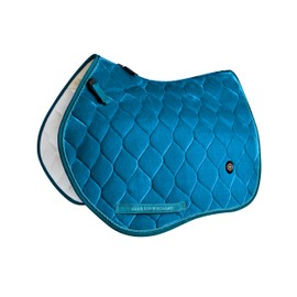 Harrison Howard Velvet English Saddle Pad - Close Contact Soft Cushioning Pad for Horse Riding Back Star Command Blue