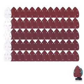 Queerelele Pack of 50 Velcro Sanding Triangles Mouse Detail Sandpaper, 5-Hole Sanding Sheets K60/80/120/180/240 Velcro Sandpaper Set for 140 mm Detail Sander (14 cm x 9 cm)