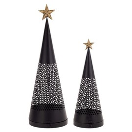 Boston International Cone Christmas Tree for Tabletop Mantel Shelf Winter Holiday Decorations for Home, 2 Sizes, Black Metal Trees