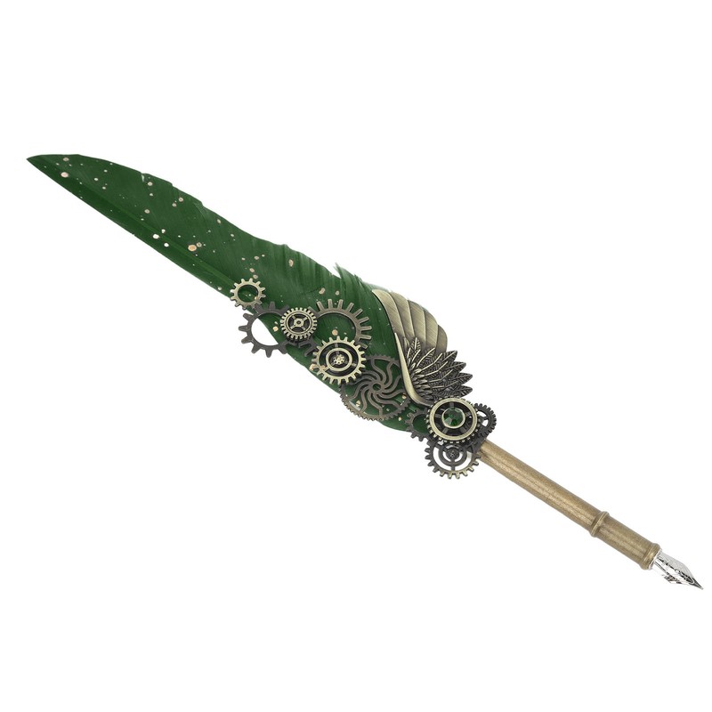 Retro Feather Pen Set Vintage Map Pattern Quill Pen Set