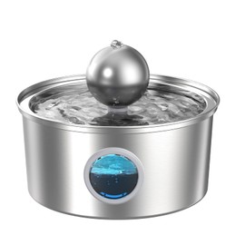 GOOSTOO Cat Water Fountain Stainless Steel, 108oz/3.2L Pet Water Fountain, Quiet Cat Dog Water Fountain with Water Level Window, A Ball to Attract Cats to Drink Water, Cat Fountain for Cats and Dogs