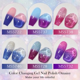 Omainy Chameleon Semi-Permanent Nail Polish, Thermal Gel Nail Polish, Thermal Semi-Permanent Nail Polish (6PC005)
