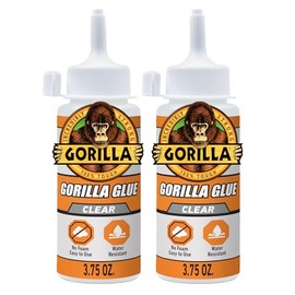 Gorilla - Pegamento transparente, botella de 3.1 onzas (paquete de 2) - Transparente, todo uso y resistente al agua