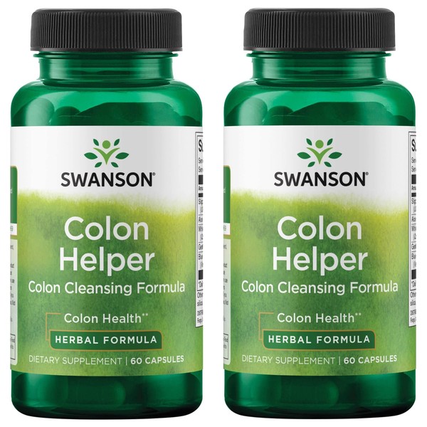 Swanson Colon Helper - Promotes Digestive Health Using Vervain, Goldenseal Root, Slippery Elm Bark & More - Herbal Supplement Aiding Healthy Eliminations - (60 Capsules) 1 Pack (2 Pack)