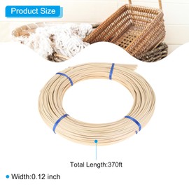 PATIKIL Round Reed Spline 370ft x 0.12 inch, Cane Webbing Roll,Rattan Reed Coil for DIY Furniture Basket Weaving, Wicker Making/Repair Supplies,Modeling Decoration, Aromatherapy, Wooden