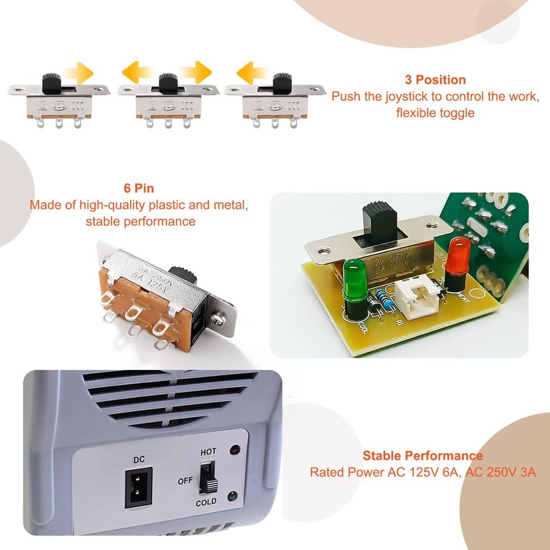 TUNOTYUE SS23F19G5 Mini Panel Slide Switch, 2P3T 6 Pin 3