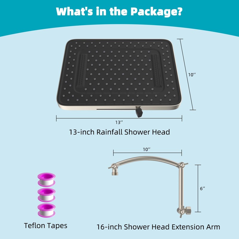 Hibbent Rain Shower Head, 13'' High Pressure Rainfall 5 Spray